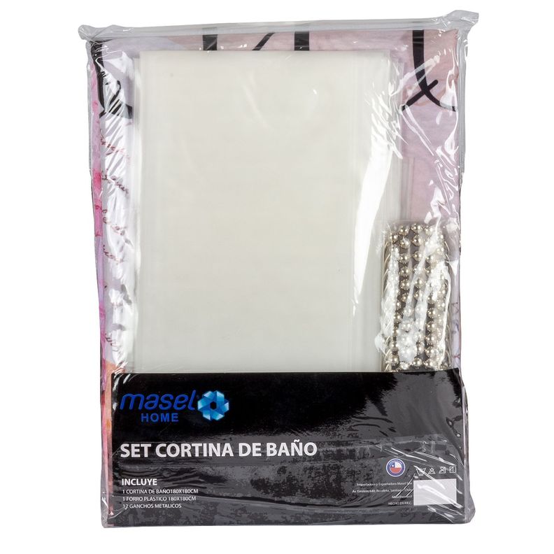 Set Cortina Baño  Paris Bonjour 1.80x1.80 cm.-2