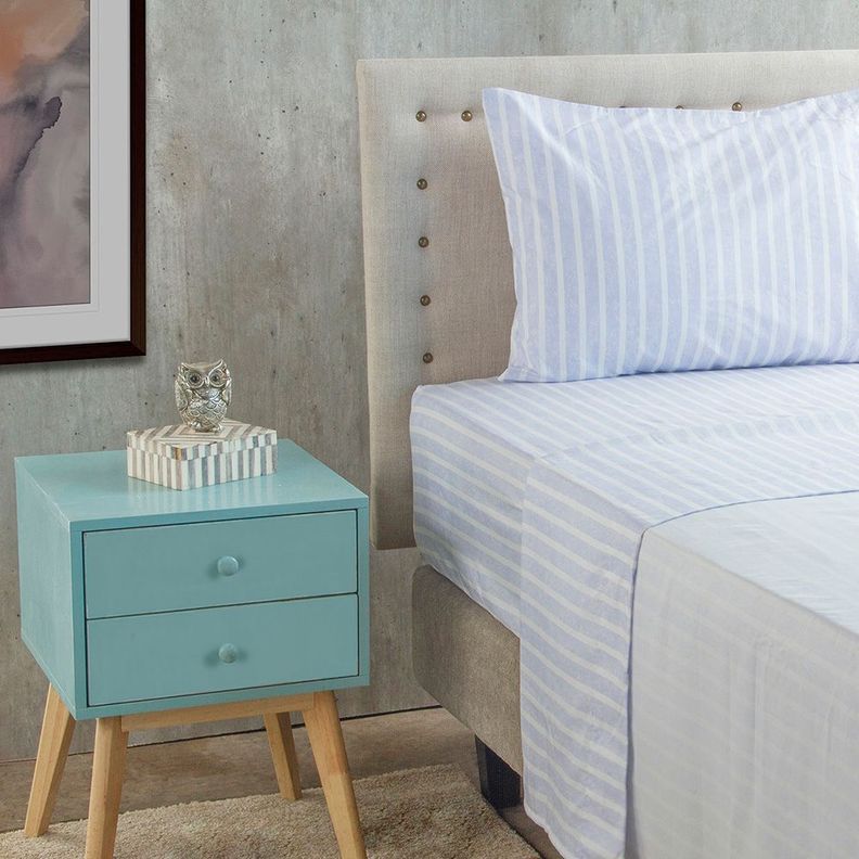 Sabanas Microfibra estampada 1. 5 pl 3P- Nautica Home- Celeste