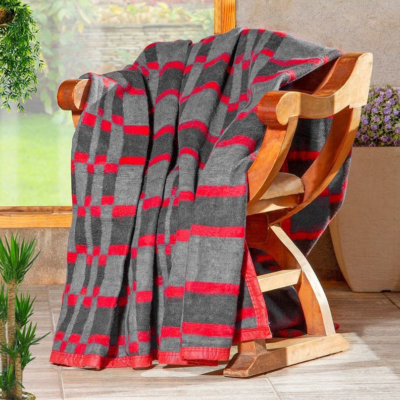 Frazada Polycotonn 1,5 pl Rojo -negro-2