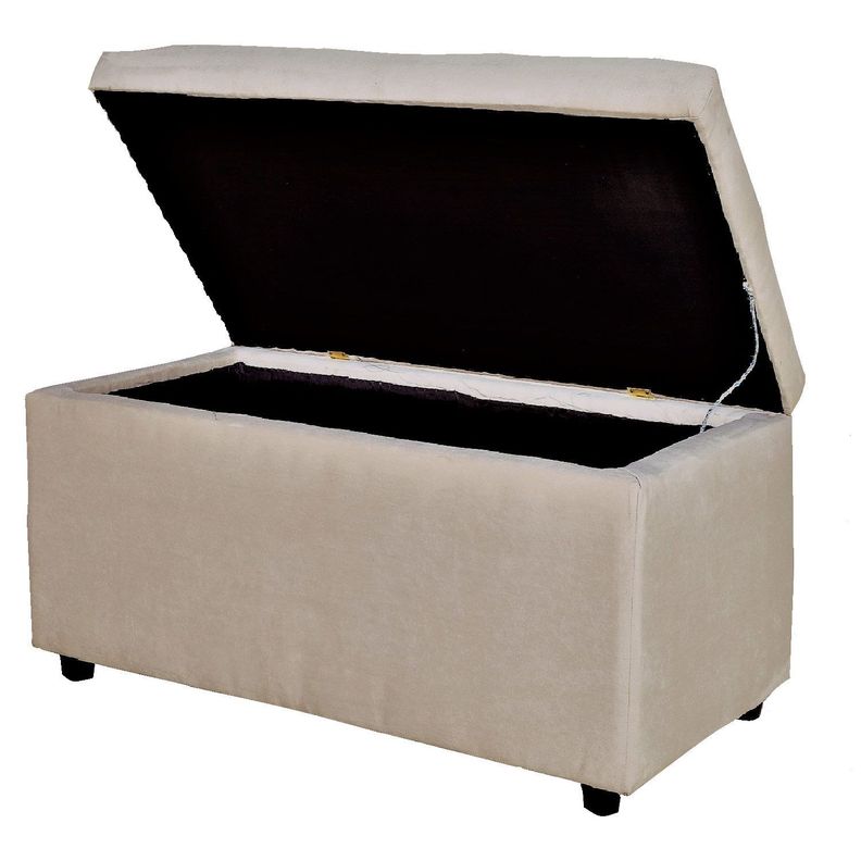Banqueta Baul Felpa Beige   100x50x45 cm-0