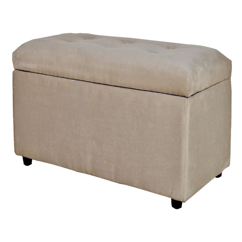 Banqueta Baul Felpa Beige   100x50x45 cm-1