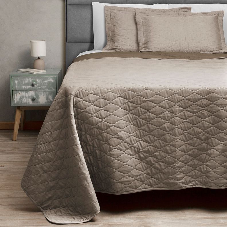 Quilt Bicolor Masel  2 plazas Cafe-Beige 220x250-1