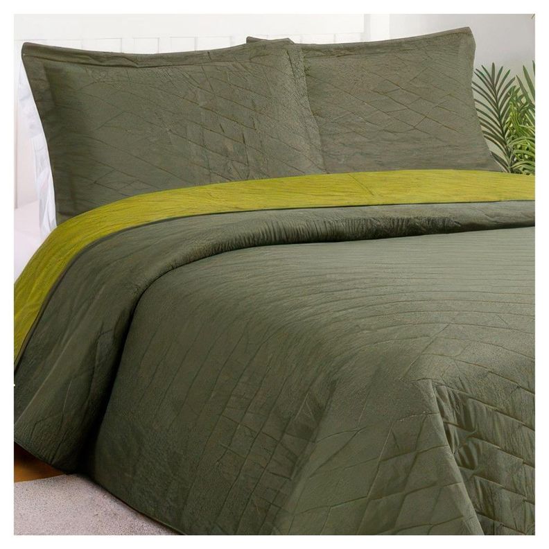 Quilt Bicolor Masel 1,5 plazas verde olive - pistacho180x250