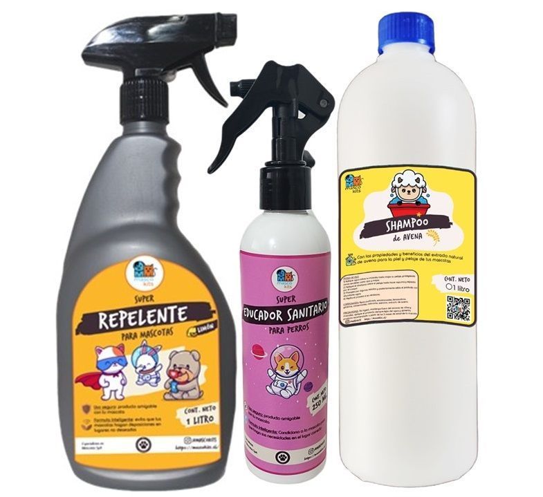Kit Para Perro Repelente + Educador Sanitario + Shampoo Avena-0