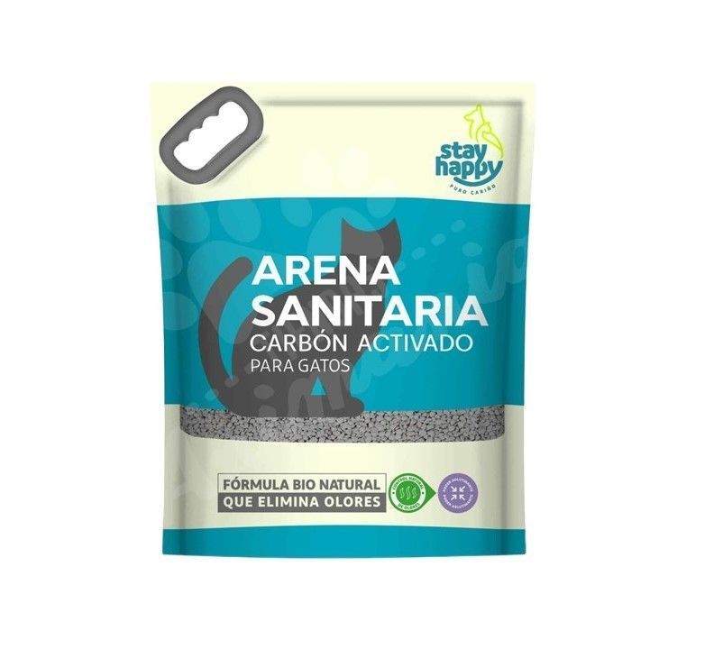 Arena Ultra Aglutinante Para Gatos Stay Happy 4kg Carbón Activo-0