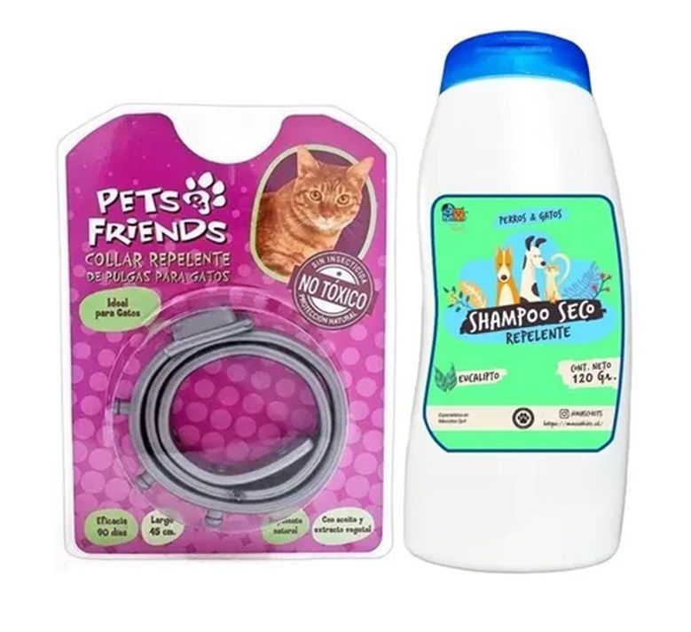 Mini Kit Para Gato Collar Antipulgas + Shampoo Repelente-0