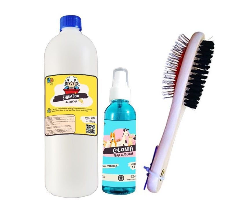 Kit Para Perros Shampoo Avena 400ml + Colonia 150ml Coco Vainilla + Peine-0