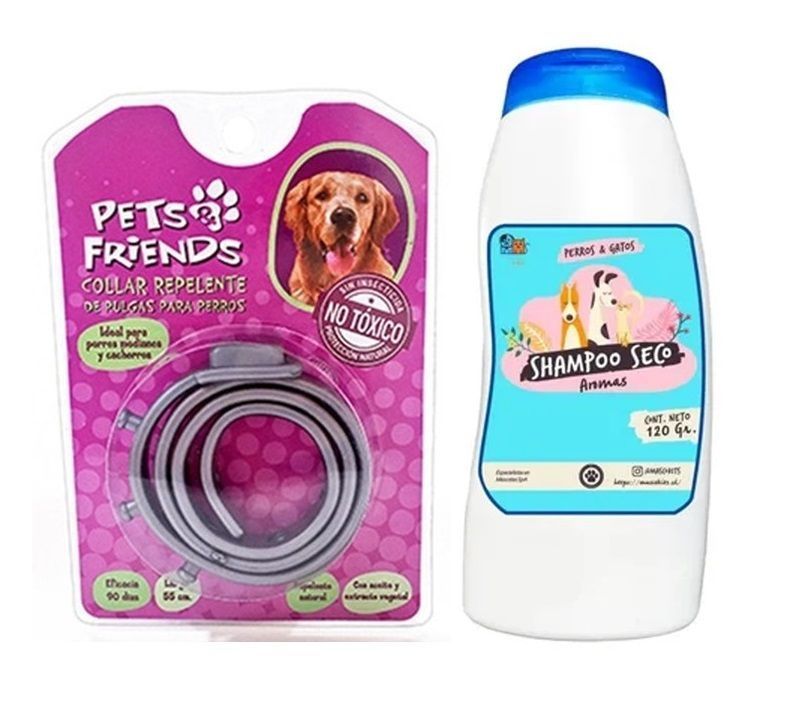 Mini Kit Para Perro Collar Antipulgas + Shampoo Coco Vainilla-0