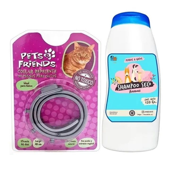 Mini Kit Para Gato Collar Antipulgas + Shampoo Coco Vainilla-0