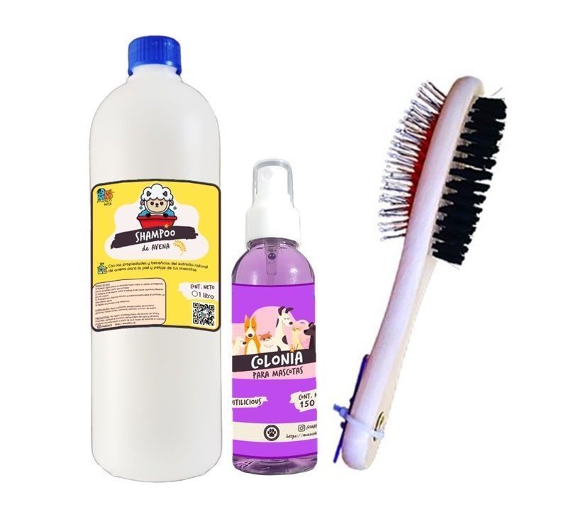 Kit Para Perros Shampoo Avena 400ml + Colonia 150ml Fruitilicious + Peine-0