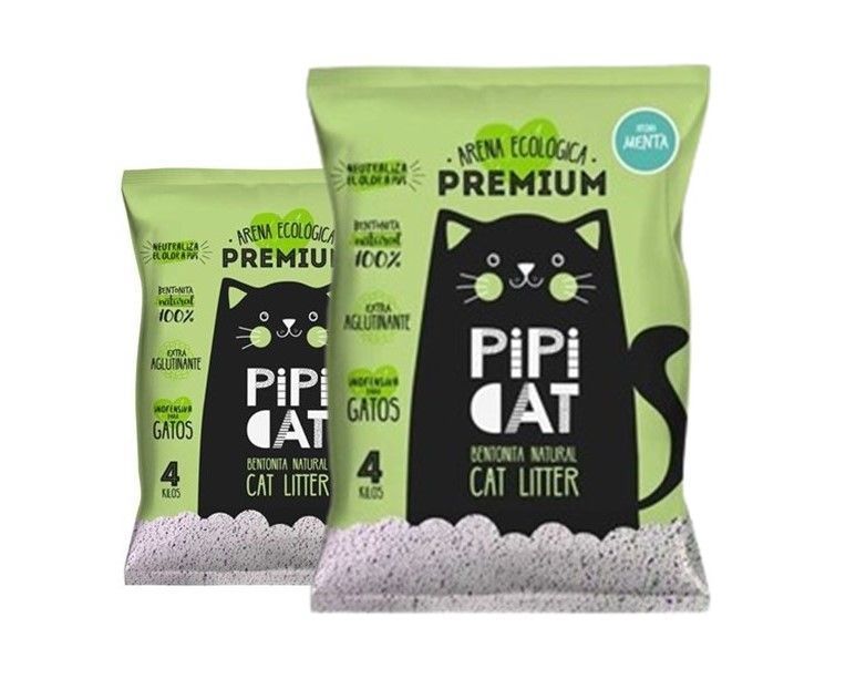 Arena Aglutinante Para Gatos 8kg Control Olores Pipicat Menta-0