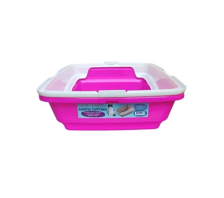 Arenero Ó Bandeja Sanitaria Con Borde + Pala Para Gatos Rosa-1