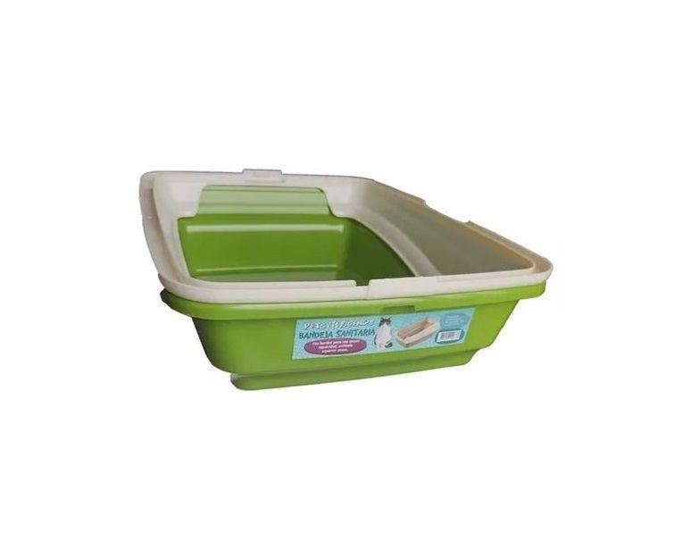Kit Baño Sanitario Arenero Bandeja Con Borde Verde + Pala 2kg Arena-5
