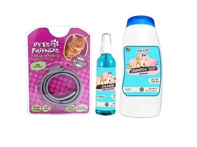 Kit Para Gato Collar Anti Pulgas Colonia Shampoo Coco Vainilla-0