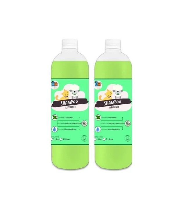 Pack 2 Shampoo Repelente 1 Lts Perros & Mascotas Anti Pulgas-0