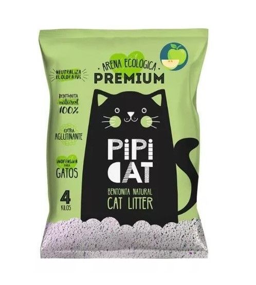 Arena Aglutinante Para Gatos 4kg Control Olores Pipicat Manzana-0