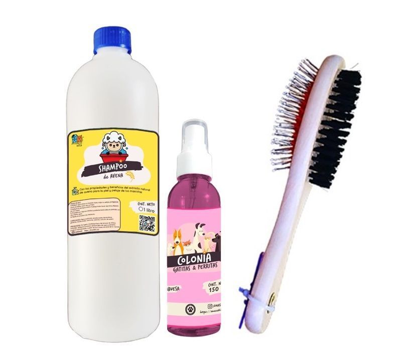 Kit Para Perros Shampoo Avena 400ml + Colonia 150ml Frambuesa + Peine-0