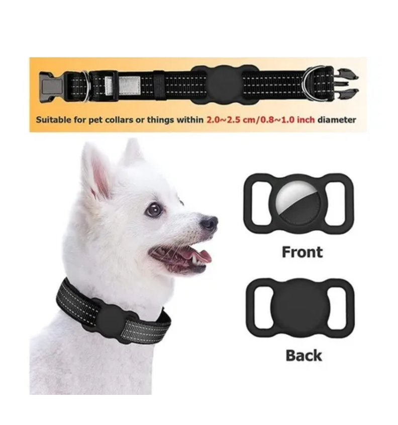 Funda Para Collar Mascotas Airtag De Apple Perro Gato Negro-2