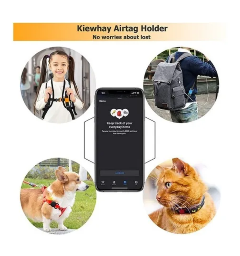 Funda Para Collar Mascotas Airtag De Apple Perro Gato Negro-3