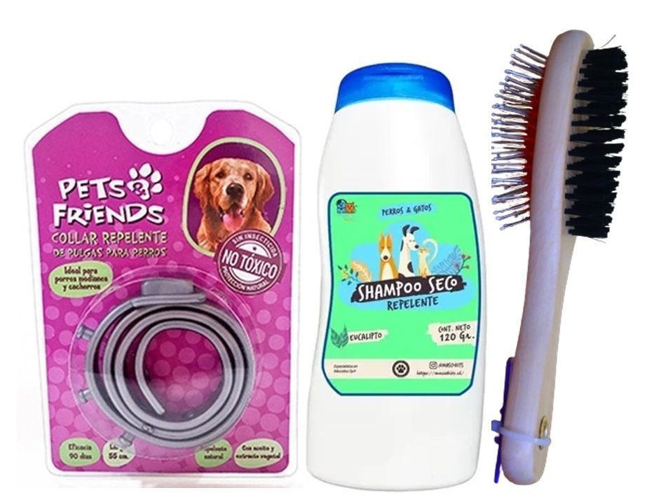 Kit Para Perros Collar Atipulgas + Shampoo + Peine-0