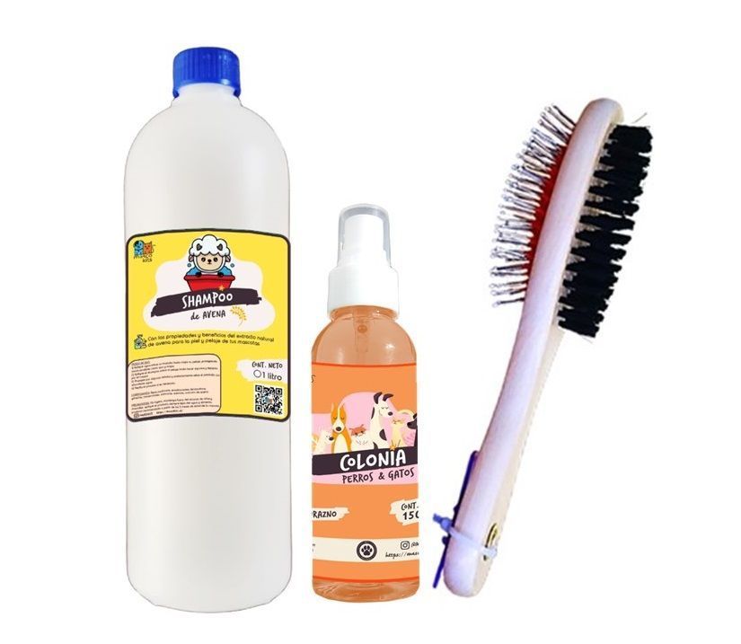 Kit Para Perros Shampoo Avena 400ml + Colonia 150ml Durazno + Peine-0