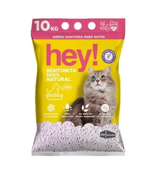 Arena Aglutinante P Gatos 10kg Control Olores Hey! Bentonita-0