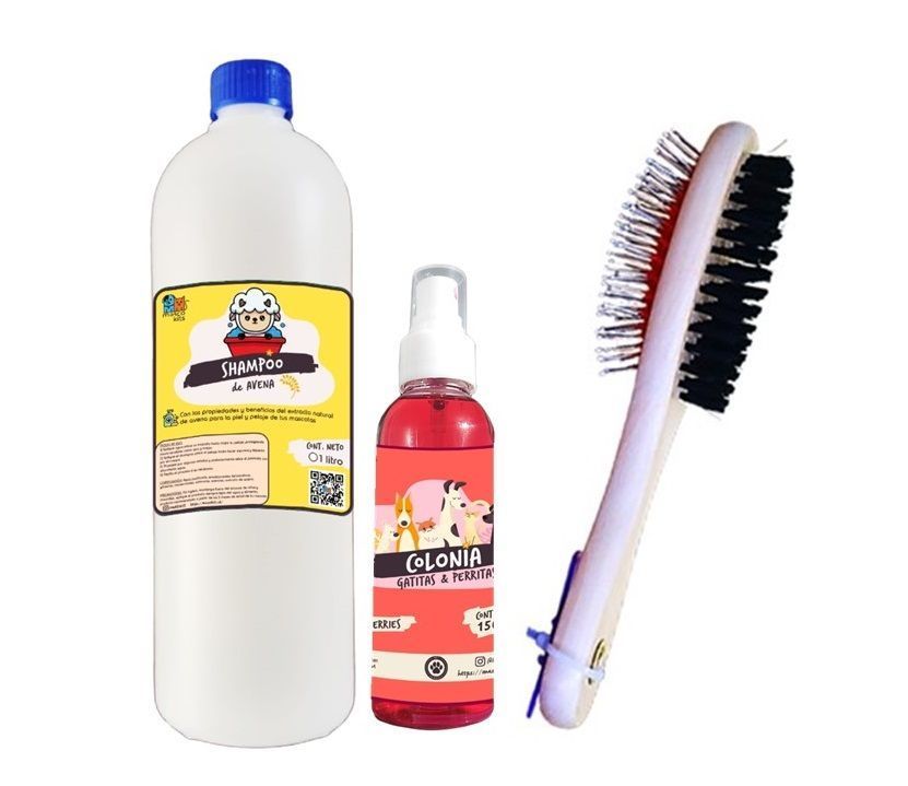 Kit Para Perros Shampoo Avena 400ml + Colonia 150ml Berries + Peine-0