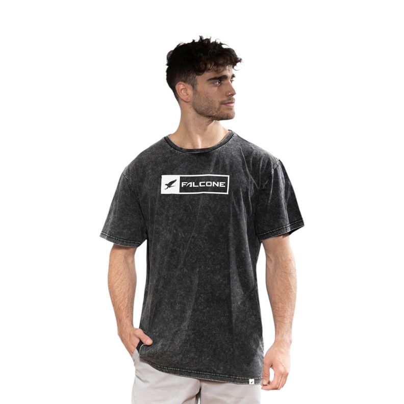 Polera Orgánica Acid-Wash Rectangular Logo Hombre Falcone-0