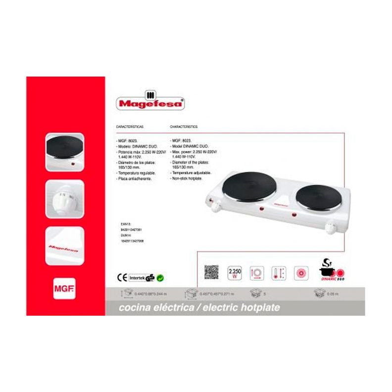 Cocina Eléctrica Magefesa Dinamic MGF8023 Duo 2250W 2 E-3