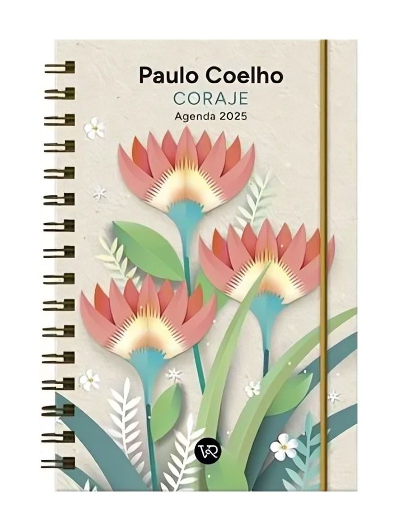 Agenda Paulo Coelho 2025 - Anillada: Coraje | Flores Fucsi-0