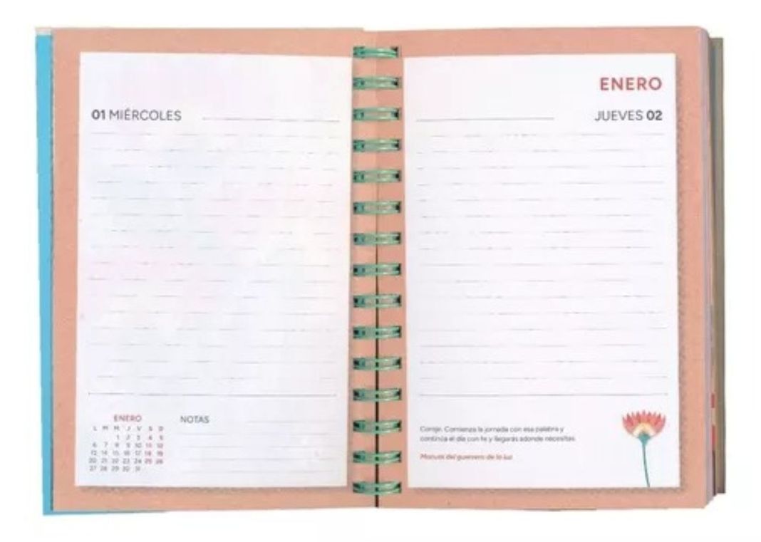 Agenda Paulo Coelho 2025 - Anillada: Coraje | Flores Fucsi-1