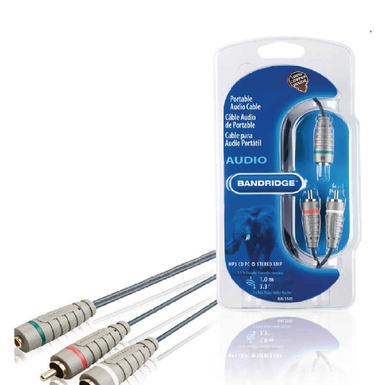 Cable De Audio Auxiliar Plug 3.5mm A 2 Rca 1mts.-0