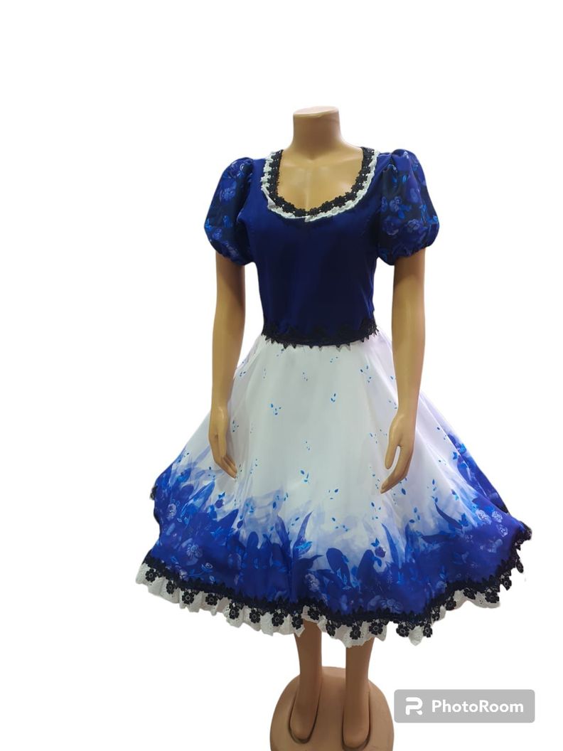 VESTIDO DE HUASA,  FIESTAS PATRIAS CHILE, Azul Juvenil-2