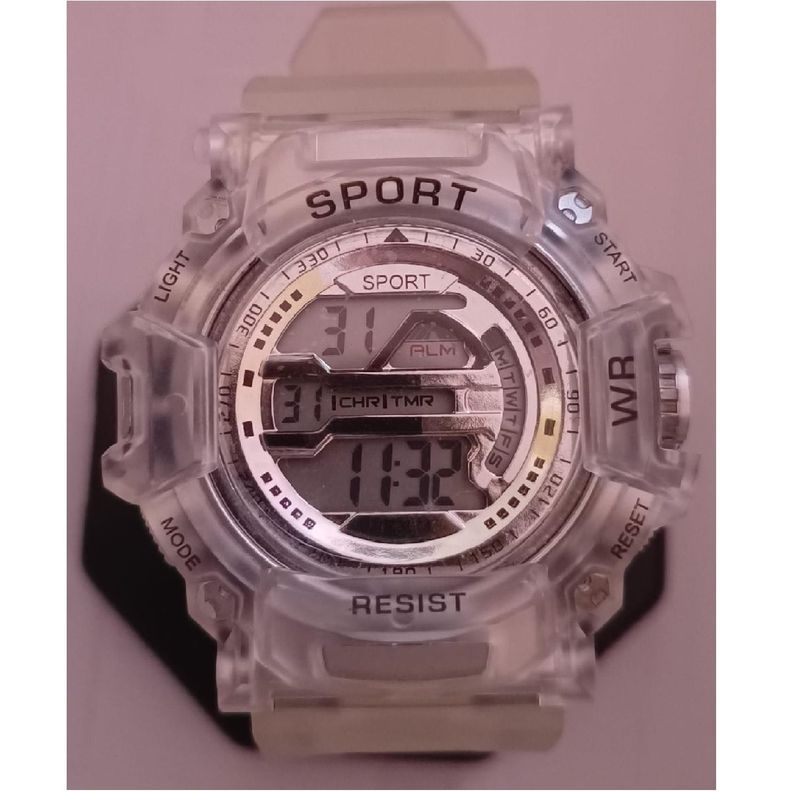 Reloj  Deportivo Blanco Transparente Resistente Agua-7