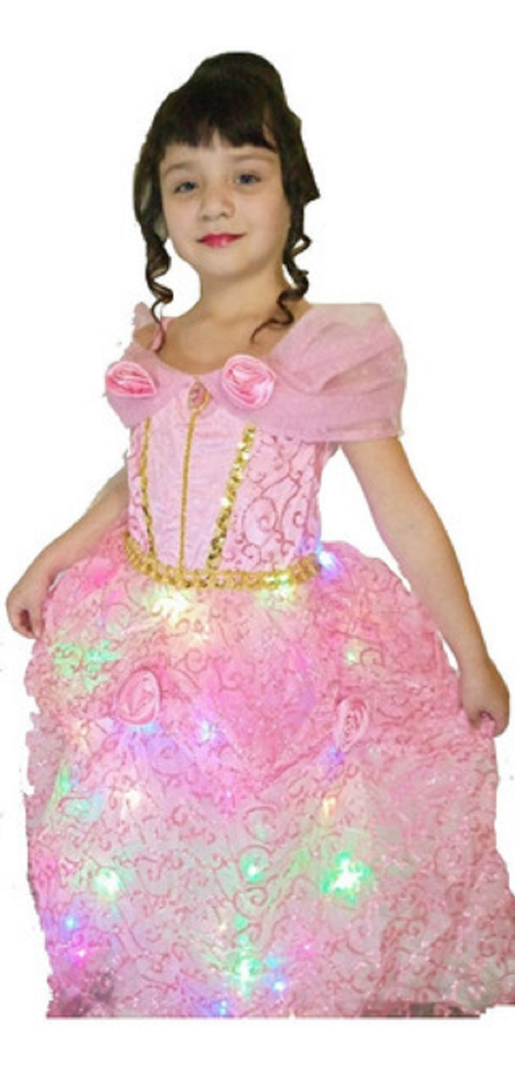 Disfraz Infantil De Princesa Con Luz Rosa - cd 9586-0