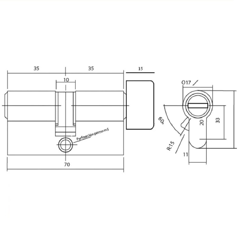 Cilindro 103 Niquel Satinado Llave Multipunto Itl B25-1