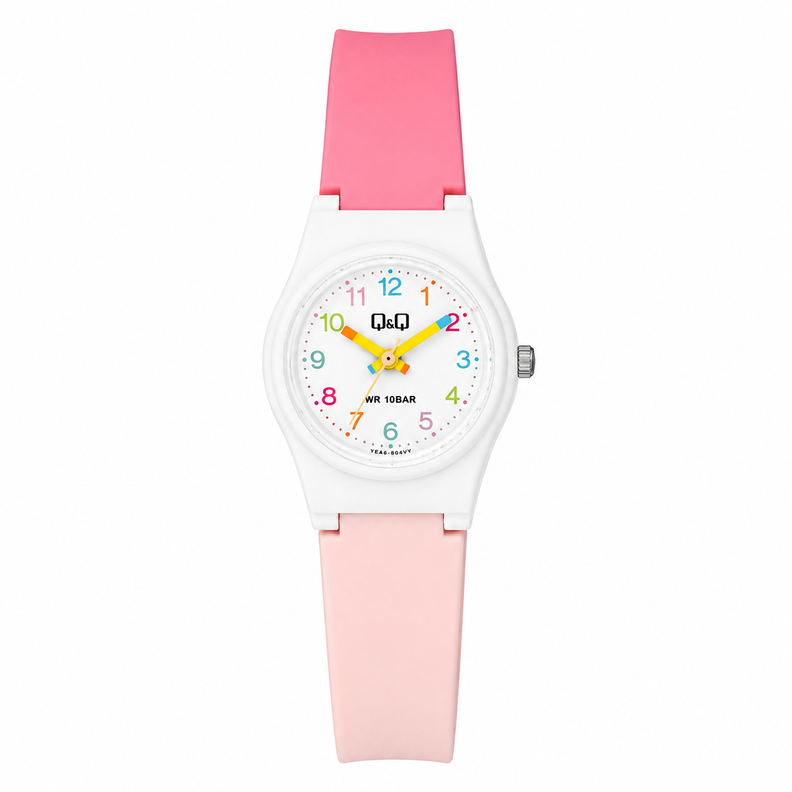 Reloj Q&Q para dama - V28A-005VY - analógico rosado con blanco