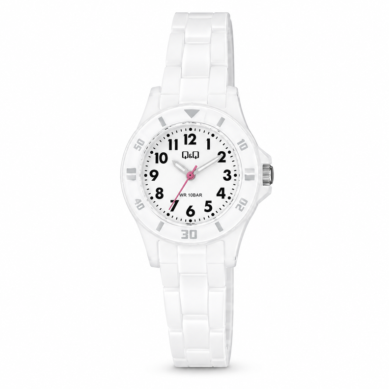 Reloj Q&Q para dama - VS66J002Y - analógico plateado con blanco