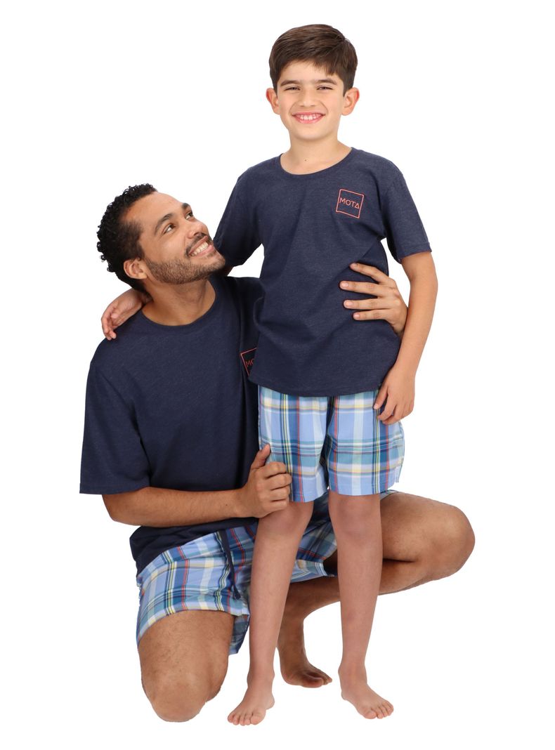 Pijama Corto Infantil Algodón Azul Mota-3