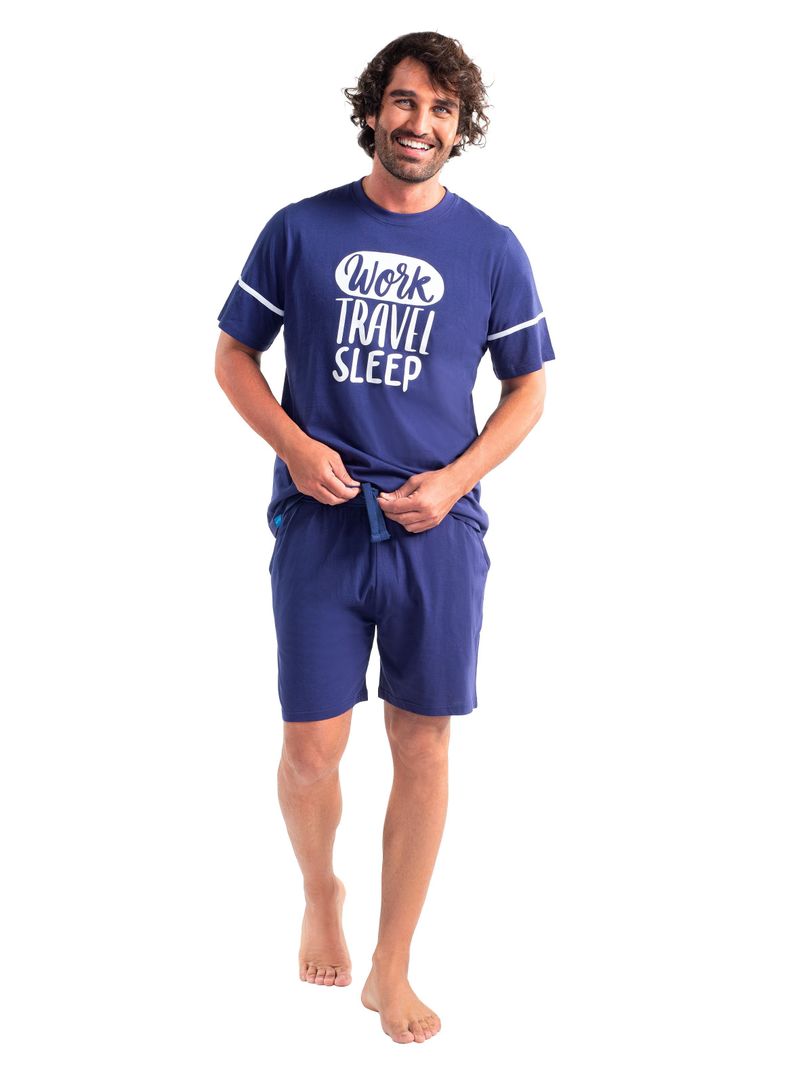 Pijama Corto Diseño Estampado Algodón-1