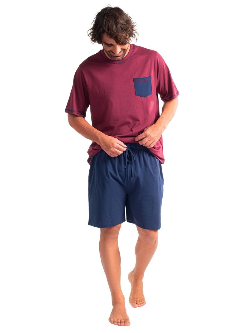 Pijama Corto Diseño Liso Algodón Mota-2