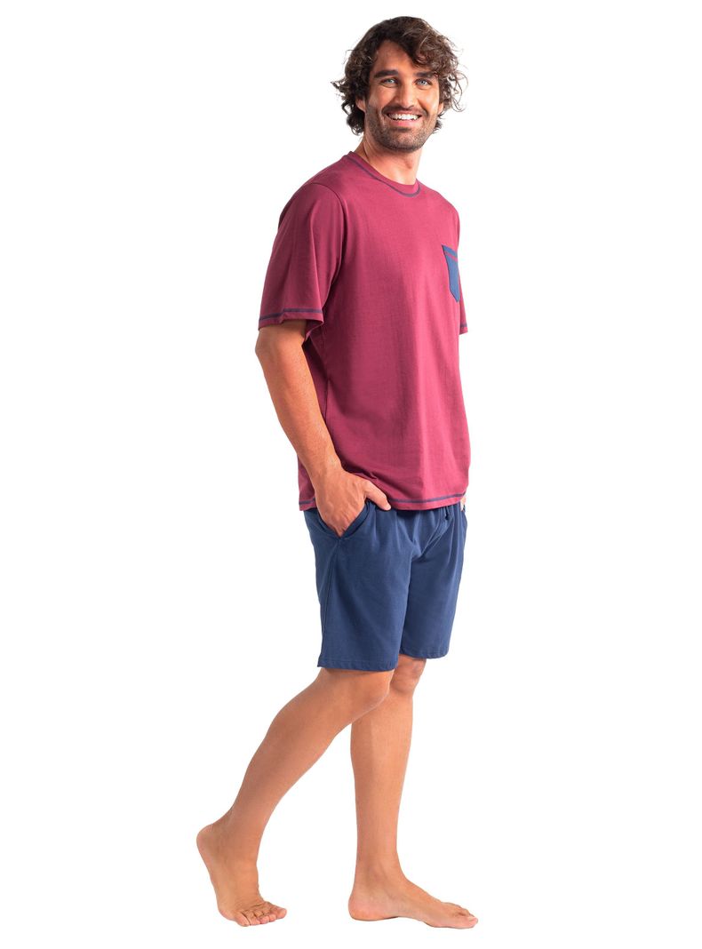 Pijama Corto Diseño Liso Algodón Mota-1