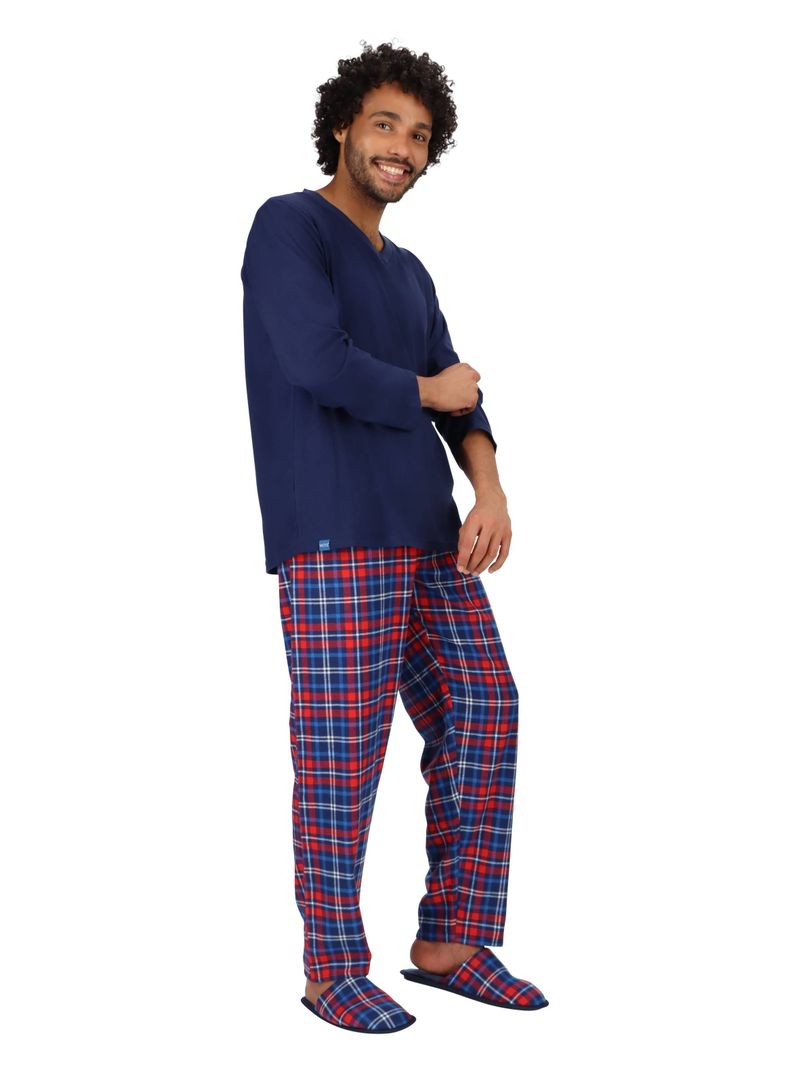 Pijama largo algodón Azul-1