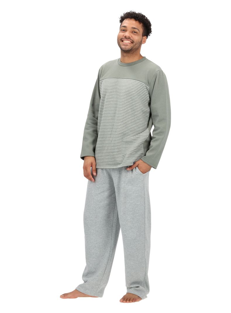 Pijama Largo Afranelado Algodón Mota-1