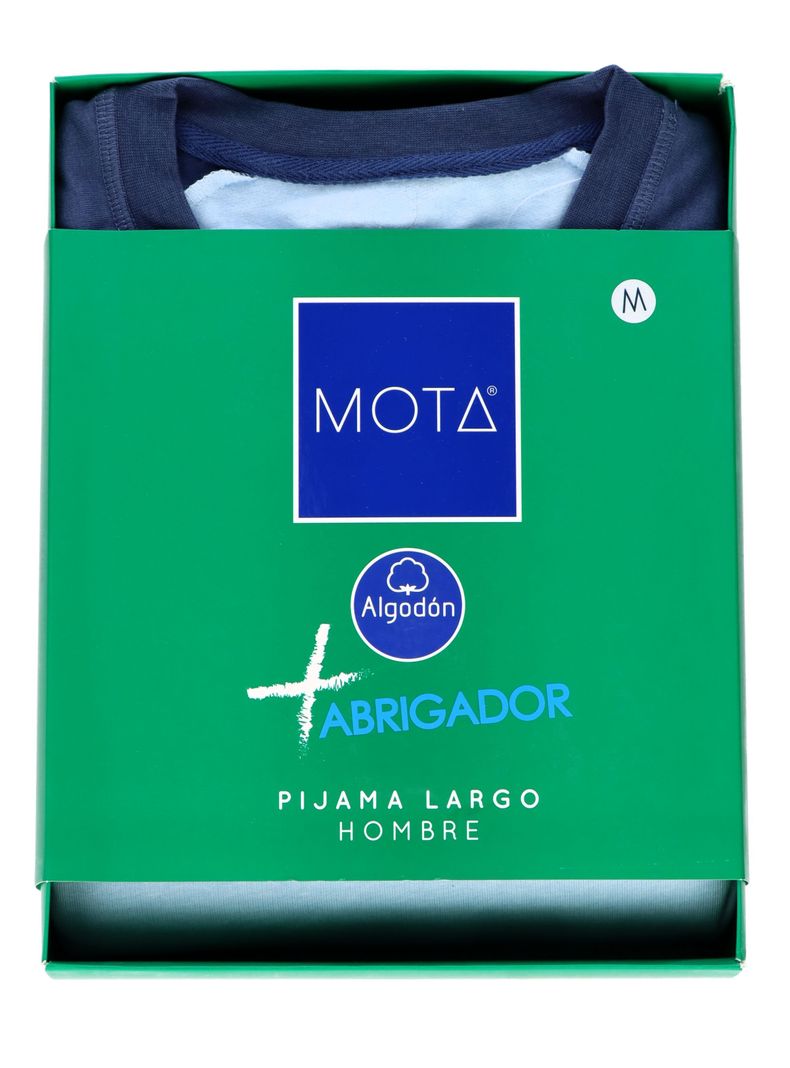 Pijama Largo Azul algodón Mota-3