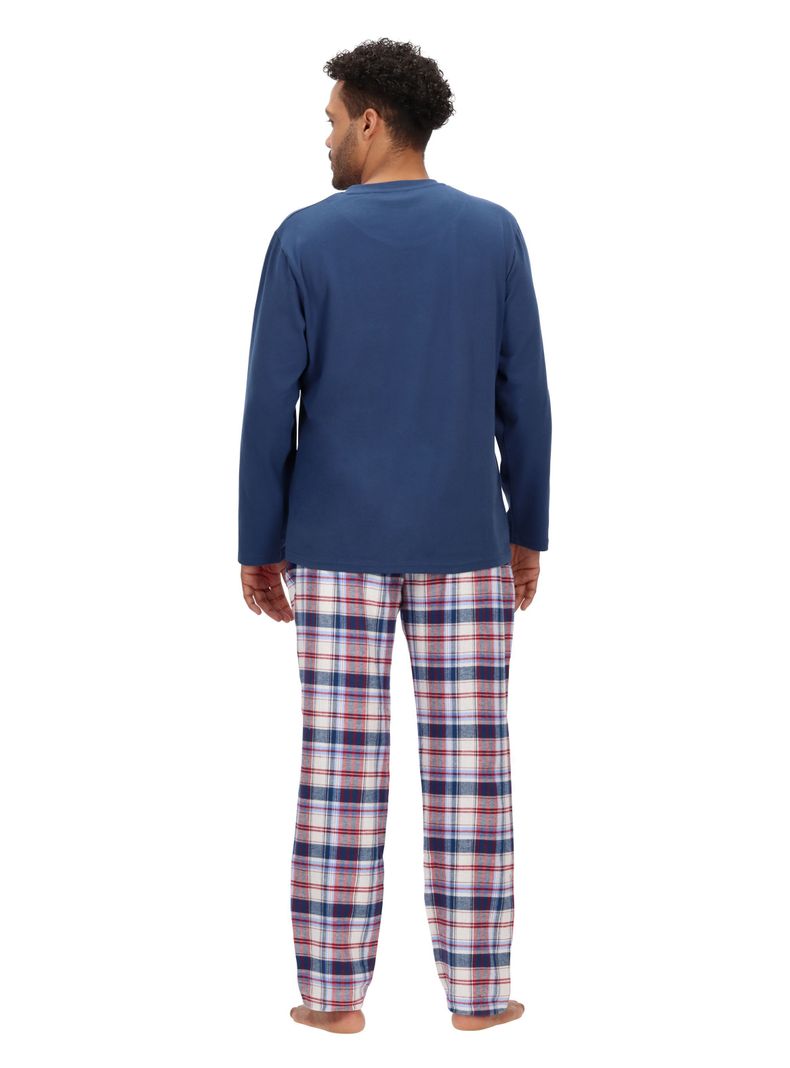 Pijama Largo de Algodón Azul Mota-2