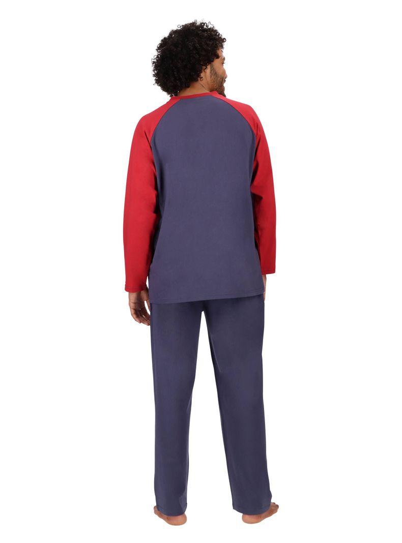 Pijama largo Algodón Cuello V Azul Mota -2