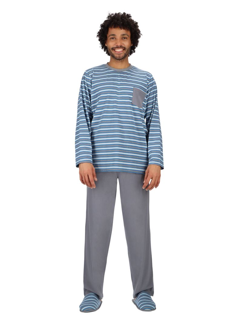 Pijama largo algodón Gris Mota-0