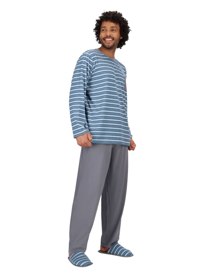 Pijama largo algodón Gris Mota-1