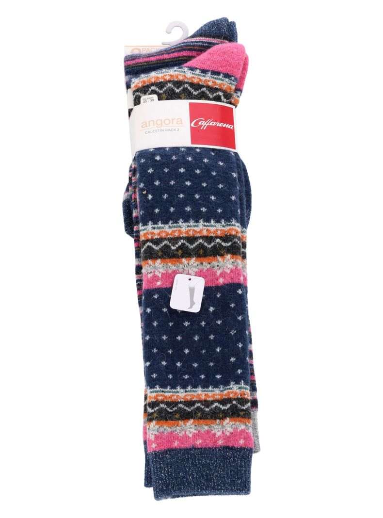 Calcetín Largo Angora Azul Pack 2 Caffarena-1